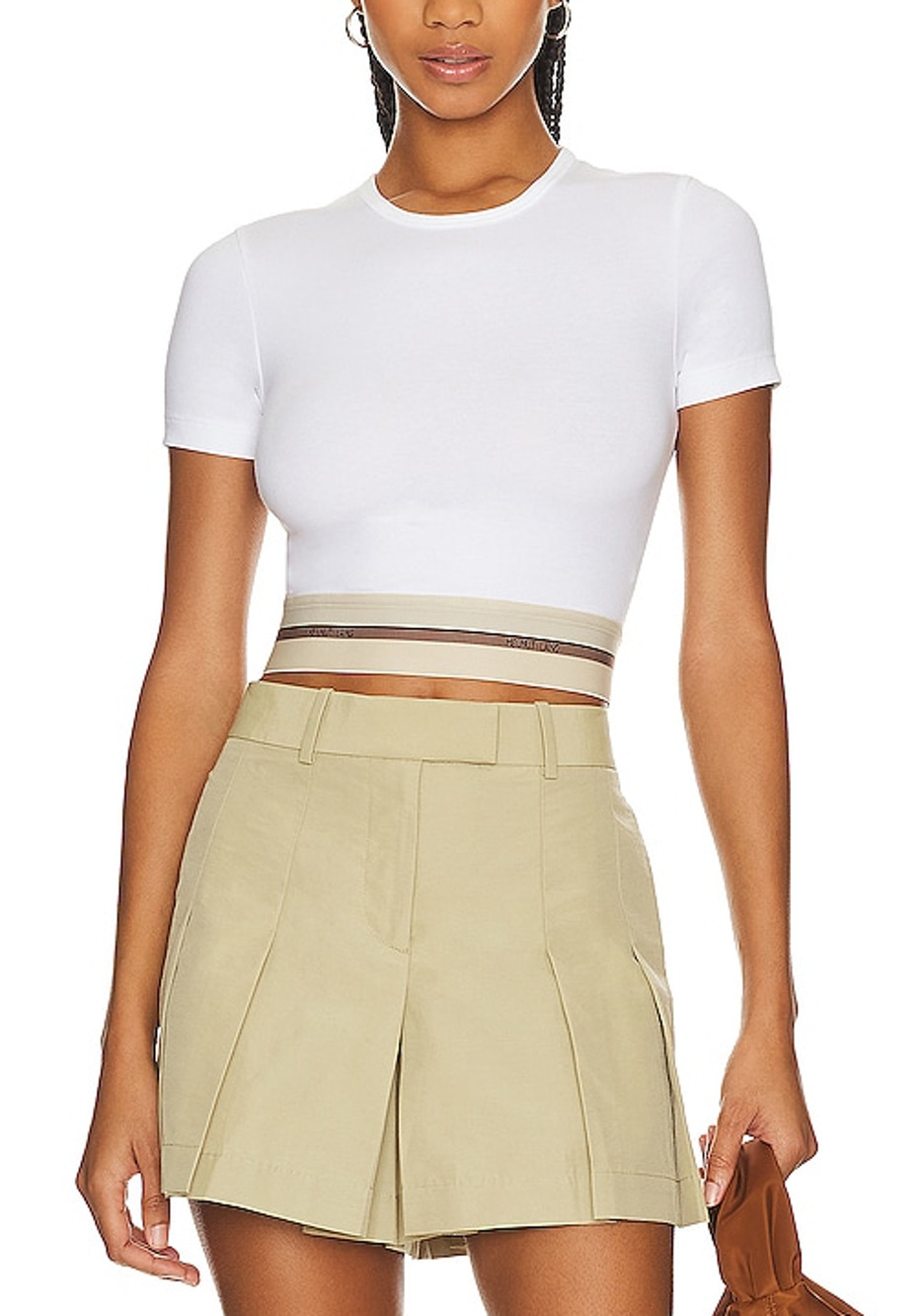 Helmut Lang Fitted White Cropped Tee Size S